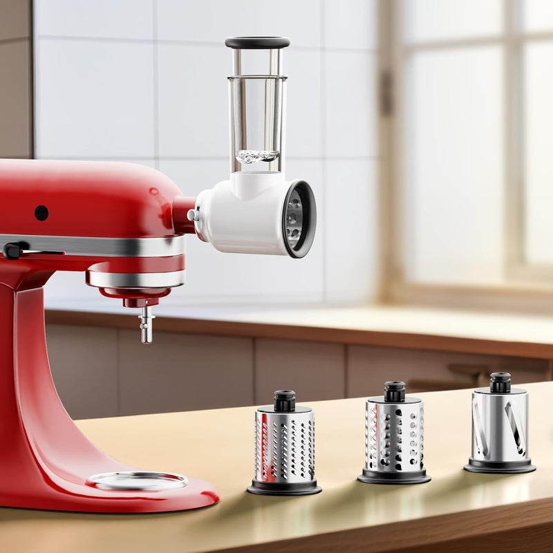 Cofun Slicer Shredder Attachment for Kitchenaid Stand Mixer, Cheese Grater Attachment, Food Slicer Salad Maker for Kitchen aid Mixer Accessories and Attachments with 3 Blades - Image 2
